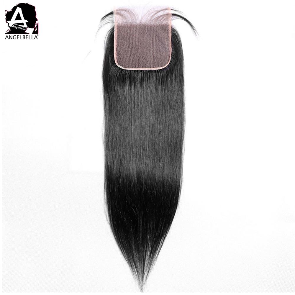 Angelbella 5x5 Silky Staight 100 Percent Brazilian Human Hair Lace Closure Deal