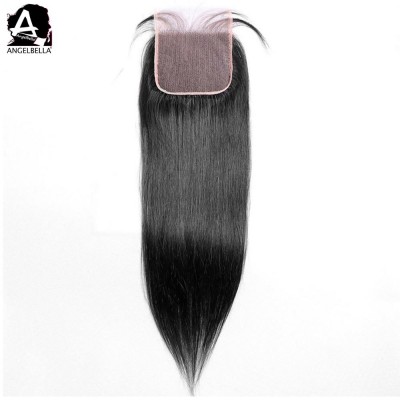 Angelbella 5x5 Silky Staight 100 Percent Brazilian Human Hair Lace Closure Deal